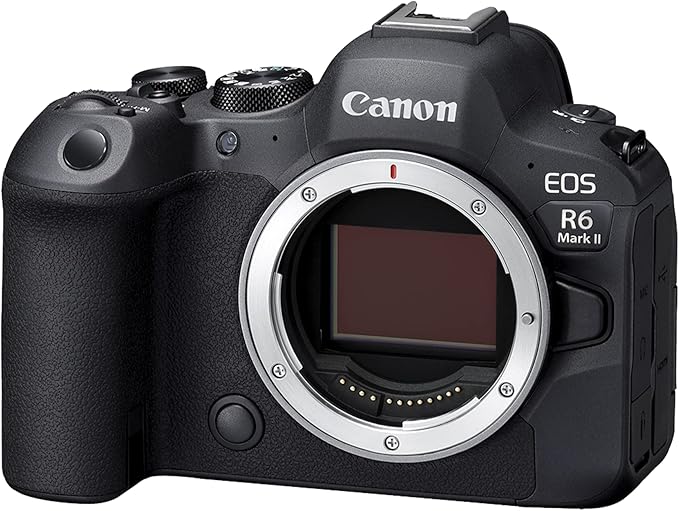 Canon EOS R6 mirrorless camera with 20MP full-frame sensor, 4K video recording, in-body image stabilization, and exceptional low-light performance for versatile photography and videography.