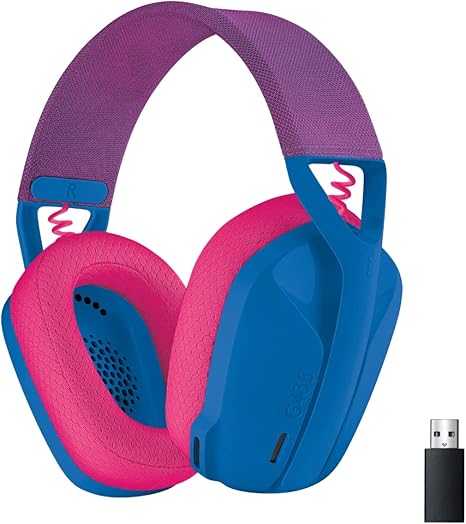 Logitech G435 LIGHTSPEED wireless gaming headset featuring lightweight design, breathable ear cups, dual connectivity with Bluetooth and LIGHTSPEED, and vibrant color options.