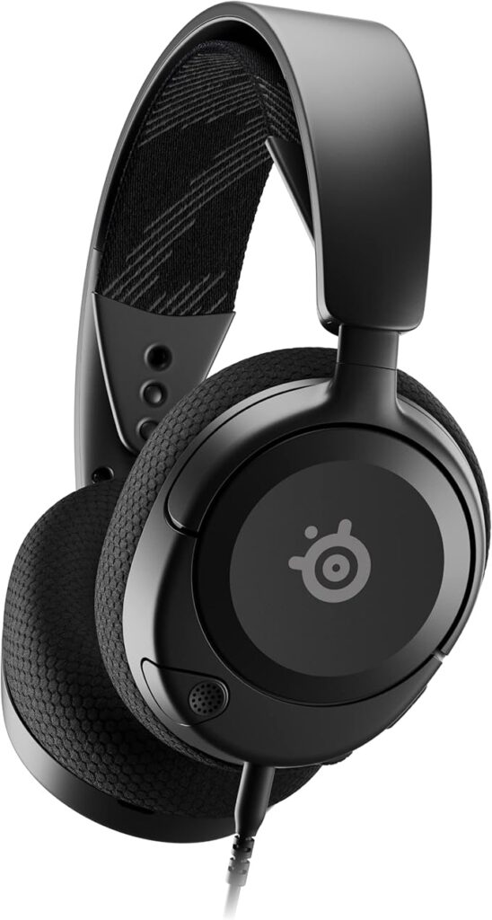 SteelSeries Arctis Nova 1 gaming headset with signature sound quality, lightweight design, noise-canceling microphone, and adjustable headband for all-day comfort.